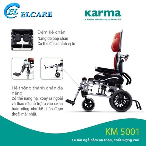 Xe Lăn Ngả Nằm Cao Cấp Karma KM5001 New