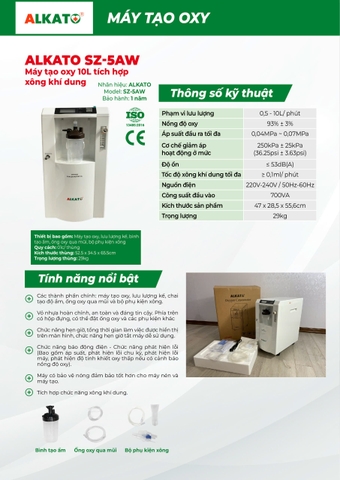 Máy Tạo Oxy Công Nghệ Nhật Bản Alkato 10 Lít Mẫu Mới 2025 New