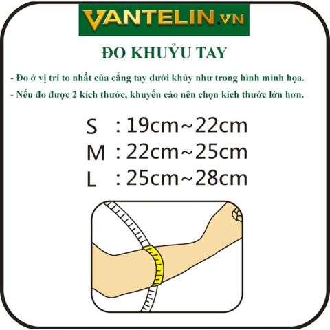 Các size của sản phẩm bảo vệ khuỷu tay