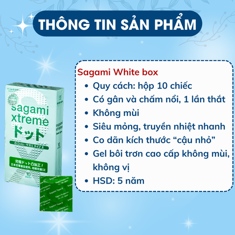 Bao cao su có gai siêu mỏng Sagami White Box tăng cảm giác chân thật, chất lượng cao cấp từ Nhật Bản bảo đảm an toàn giá rẻ