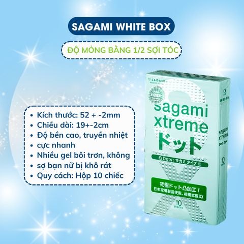 Bao cao su có gai siêu mỏng Sagami White Box tăng cảm giác chân thật, chất lượng cao cấp từ Nhật Bản bảo đảm an toàn giá rẻ