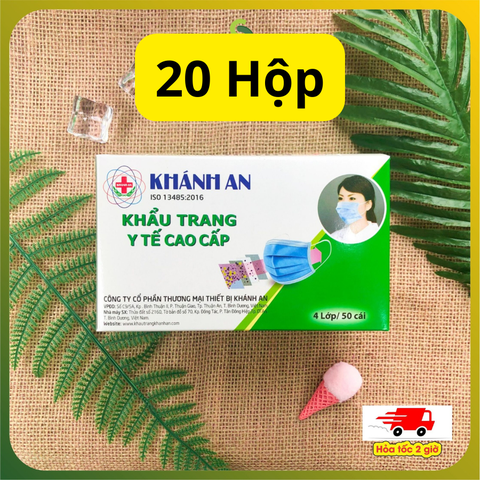 Khẩu trang y tế 4 lớp kháng khuẩn Khánh An 50 cái/hộp