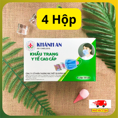 Khẩu trang y tế 4 lớp kháng khuẩn Khánh An 50 cái/hộp