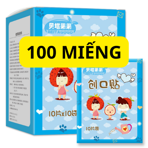 Băng keo cá nhân trong suốt hộp 100 miếng, độ bám dính tốt, trang trí dễ thương