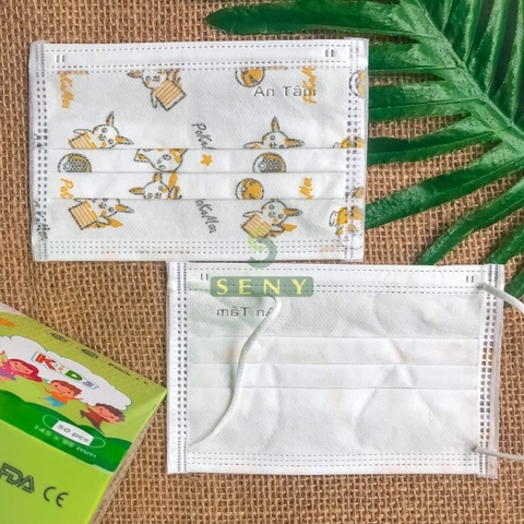 Khẩu trang y tế cho bé An Tâm chống bụi mịn kháng khuẩn hộp 50 tiết cute cho bé từ 5 - 12 tuổi