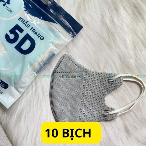 Khẩu trang 5D PT màu đen, trắng, hồng, xanh, xám hàng chính hãng