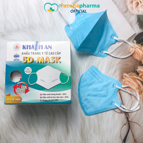 Khẩu trang y tế 5D Mask chống tia UV Khánh An hộp 30 cái