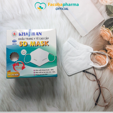 Khẩu trang y tế 5D Mask chống tia UV Khánh An hộp 30 cái