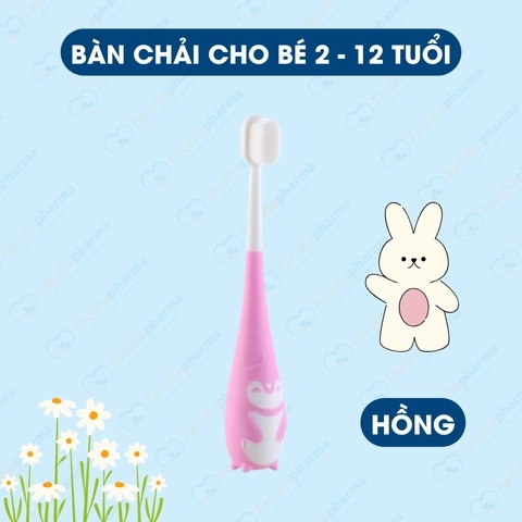 Bàn chải silicon chữ U cho bé từ 6 đến 12 tuổi an toàn, không gây đau lợi - Hồng