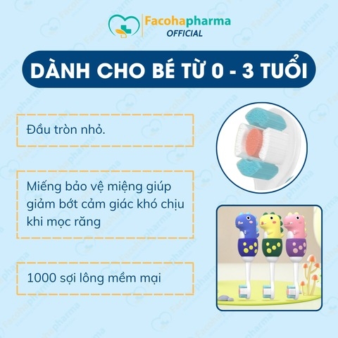 Bàn chải đánh răng cho bé từ 0 đến 15 tuổi lông siêu mềm