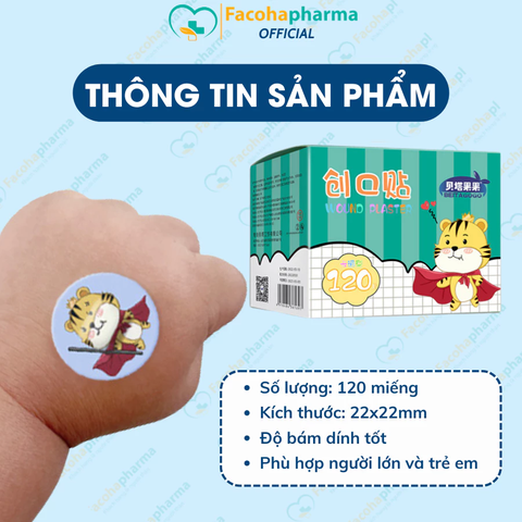 Băng cá nhân hình tròn thiết kế dễ thương, đẹp mắt giúp trẻ em không nỡ tháo ra