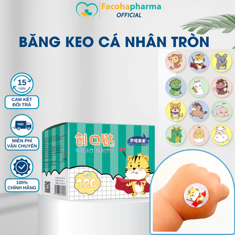 Băng cá nhân hình tròn thiết kế dễ thương, đẹp mắt giúp trẻ em không nỡ tháo ra