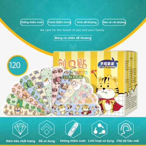 Băng keo cá nhân hình dễ thương chống thấm nước hộp 120 miếng