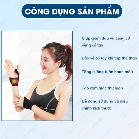 Băng cổ tay phát nhiệt thiết kế Công Thái Học giúp bảo vệ cổ tay, giữ ấm, điều hòa khí huyết