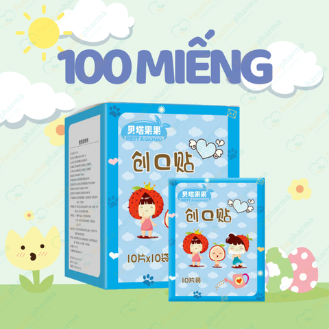 Băng keo cá nhân trong suốt hộp 100 miếng, độ bám dính tốt, trang trí dễ thương