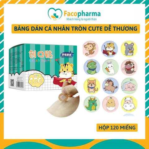 Băng cá nhân hình tròn thiết kế dễ thương, đẹp mắt giúp trẻ em không nỡ tháo ra