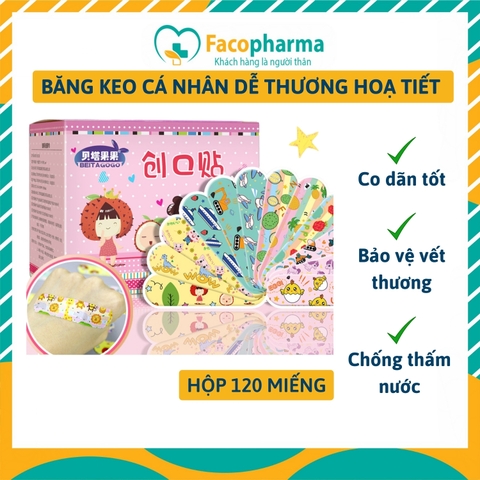 Băng keo cá nhân hình dễ thương chống thấm nước hộp 120 miếng