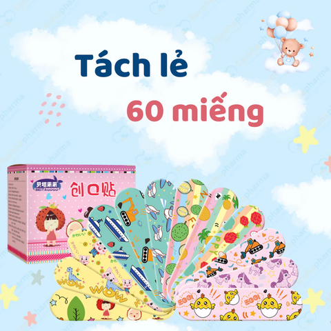 Băng keo cá nhân hình dễ thương chống thấm nước hộp 120 miếng