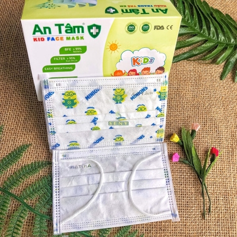 Khẩu trang y tế cho bé An Tâm chống bụi mịn kháng khuẩn hộp 50 tiết cute cho bé từ 5 - 12 tuổi
