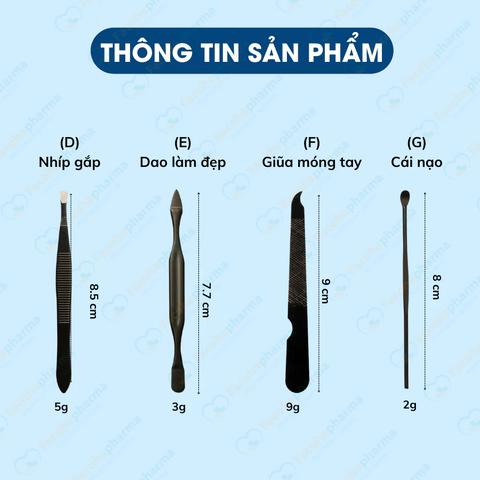 Bộ cắt móng tay 7 món cao cấp chất liệu thép không rỉ bền bỉ