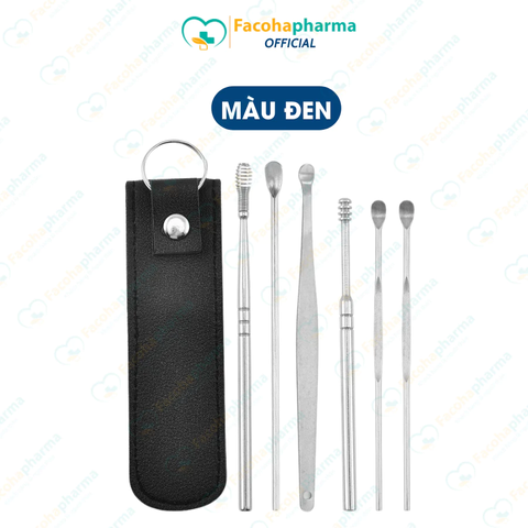 Bộ lấy ráy tai chuyên nghiệp 6 món có túi đựng bằng da mini tiện lợi
