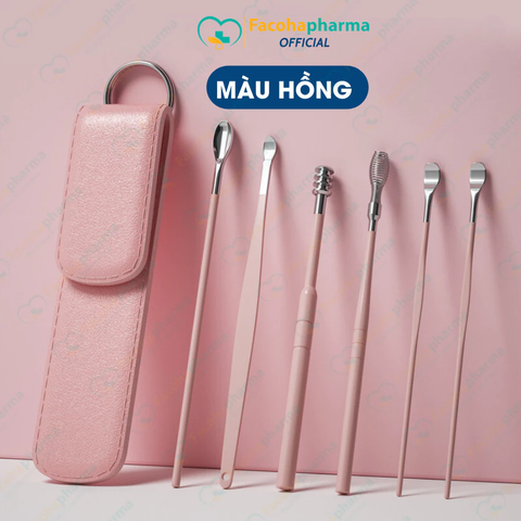 Bộ lấy ráy tai chuyên nghiệp 6 món có túi đựng bằng da mini tiện lợi
