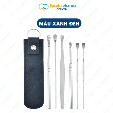 Bộ lấy ráy tai chuyên nghiệp 6 món có túi đựng bằng da mini tiện lợi
