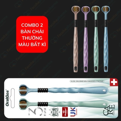 Bàn chải đánh răng 3 mặt OralGos lông mềm, an toàn cho nướu (set 2 cái)