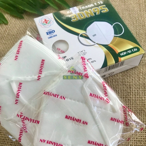 Khẩu trang y tế 4 lớp 3DN95 Khánh An hộp 10 cái khẩu trang trắng chống bụi mịn dành cho người lớn