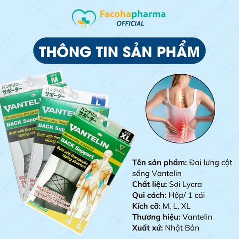 Đai lưng cột sống Vantelin Nhật Bản giúp hạn chế gù lưng, chống đau lưng hiệu quả