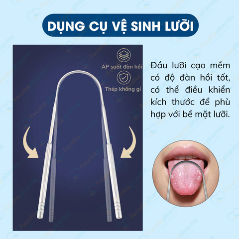 Bộ dụng cụ cạo lưỡi giúp loại bỏ vi khuẩn, mãng bám và hơi thở khó chịu