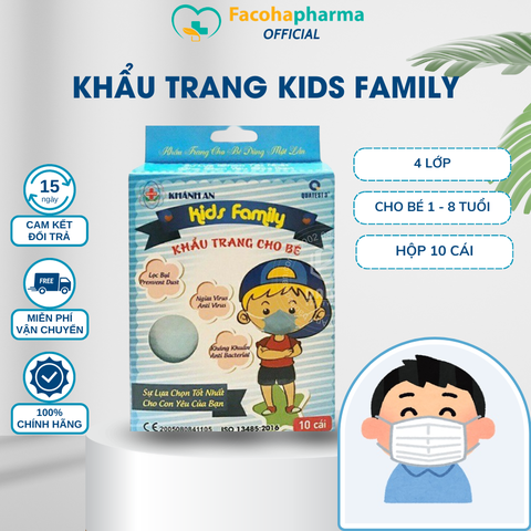 Khẩu trang trẻ em 3D Khánh An cho bé 1 tuổi đến 8 tuổi kháng khuẩn cao cấp hộp 10 cái