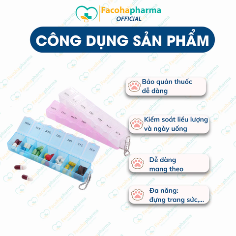 Hộp chia thuốc 7 ngày 7 ngăn, chất liệu nhựa PP bền, an toàn sức khỏe