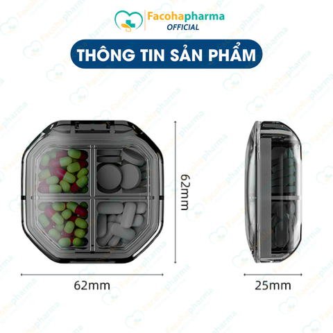 Hộp đựng thuốc mini cao cấp chất liệu nhựa, nhỏ gọn, tiện lợi 4-6 ngăn