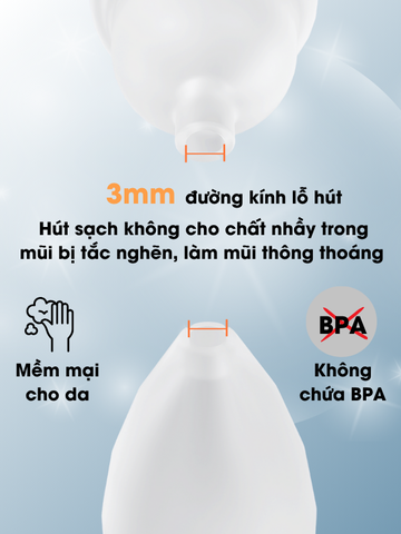 Hút mũi cho bé sơ sinh Hikobaby cầm tay phiên bản mới, chất liệu nhựa nguyên sinh lực hút êm an toàn cho bé