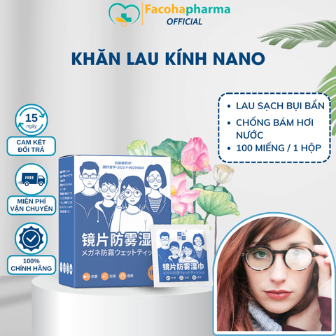 Khăn lau kính nano chống mờ sương, bụi bẩn, dấu vân tay hộp 100 miếng