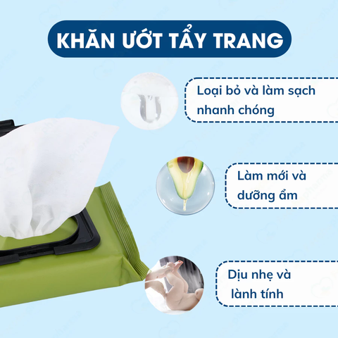 Khăn ướt tẩy trang chiết xuất bơ tươi giúp ngừa mụn, làm sạch sâu