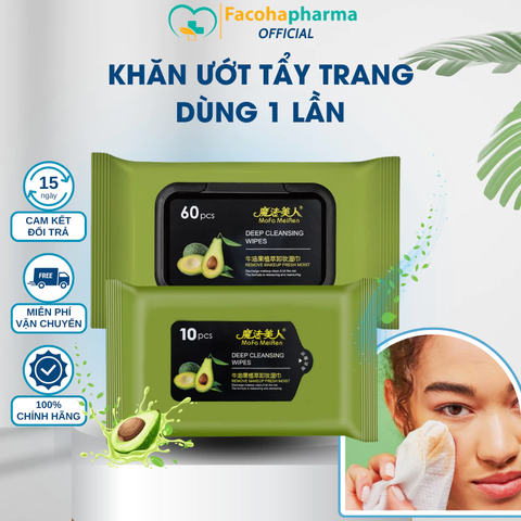 Khăn ướt tẩy trang chiết xuất bơ tươi giúp ngừa mụn, làm sạch sâu