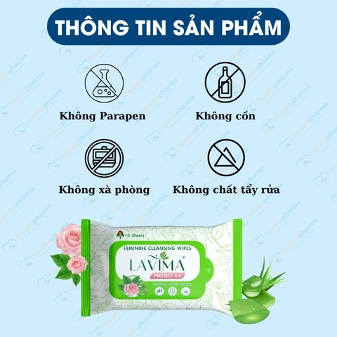 Khăn ướt vệ sinh vùng kín phụ nữ Lavima tiện lợi, an toàn (10 tờ/gói)