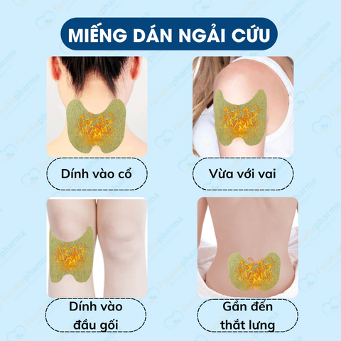 Miếng dán ngải cứu vai gáy cao cấp Aicaojingzhuitie hộp 12 miếng