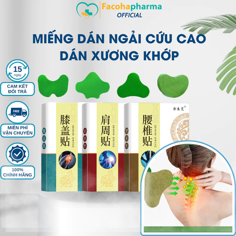 Miếng dán ngải cứu vai gáy cao cấp Aicaojingzhuitie hộp 12 miếng