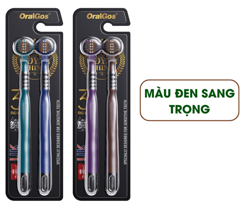 Bàn chải đánh răng 3 mặt OralGos lông mềm, an toàn cho nướu (set 2 cái) - Mẫu thường