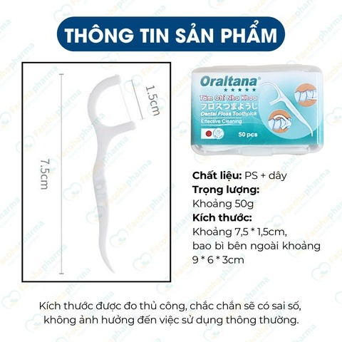 Tăm chỉ nha khoa Oraltana Nhật Bản làm sạch kẽ răng hiệu quả (50 cây/hộp)
