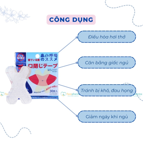Miếng dán miệng khi ngủ hình chữ X chống ngủ ngáy, độ dính cao, không mùi