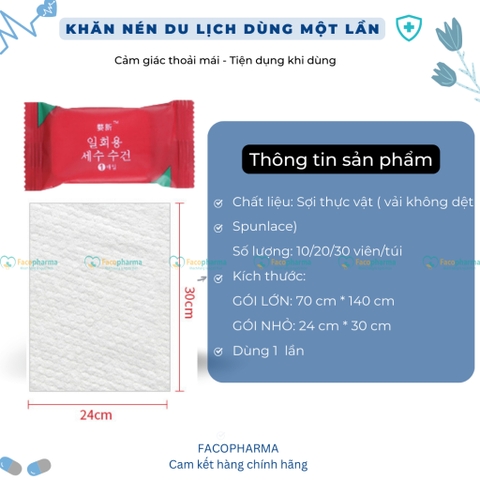 Khăn nén du lịch Hàn Quốc dùng lau mặt, lau tay nhỏ gọn tiện lợi, siêu thấm hút