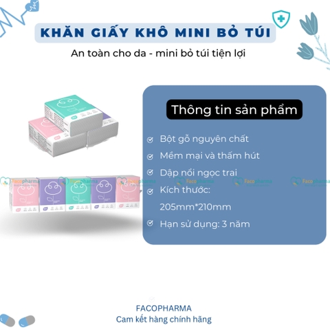 Khăn giấy khô mini bỏ túi nhỏ gọn giúp giữ vệ sinh cá nhân mọi nơi gói 7 tờ