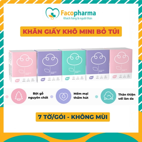 Khăn giấy khô mini bỏ túi nhỏ gọn giúp giữ vệ sinh cá nhân mọi nơi gói 7 tờ