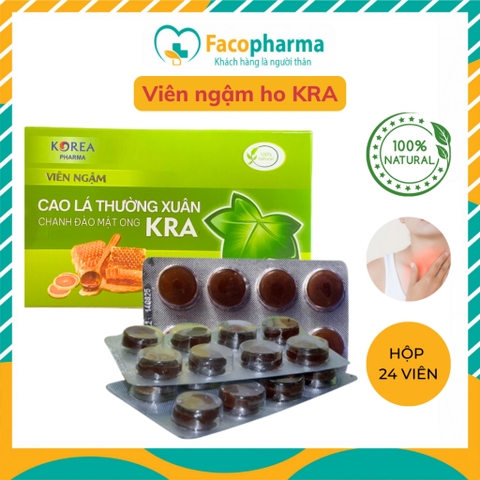 Kẹo ngậm ho bạc hà Korea cao lá thường xuân chanh đào mật ong the mát giảm đau họng hộp 24 viên