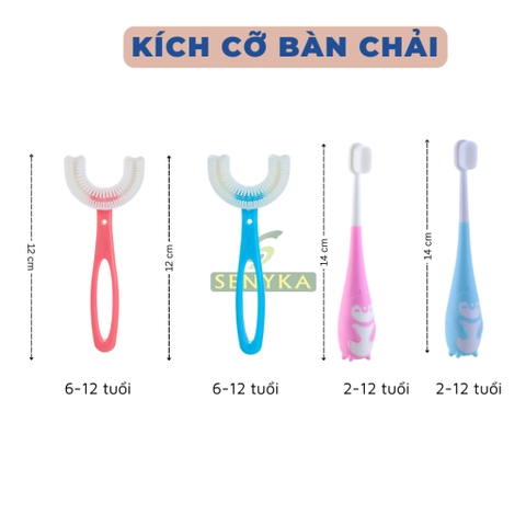 Bàn chải silicon chữ U cho bé từ 6 đến 12 tuổi an toàn, không gây đau lợi - Hồng