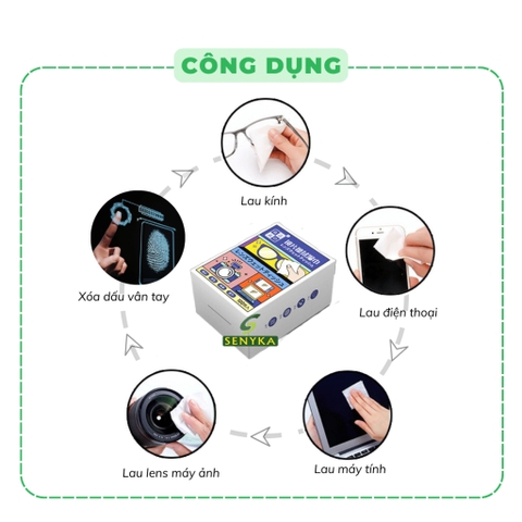 Giấy lau kính mini hộp 100 miếng CN036